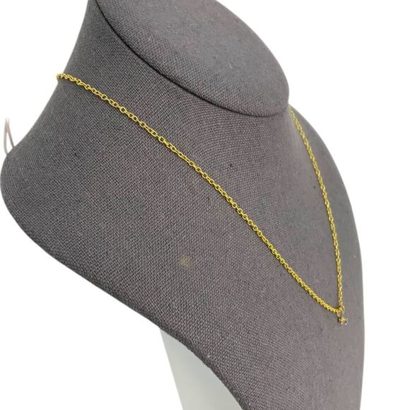 Delicate Gold Tone Blue Stone Charm Necklace - Picture 3 of 6